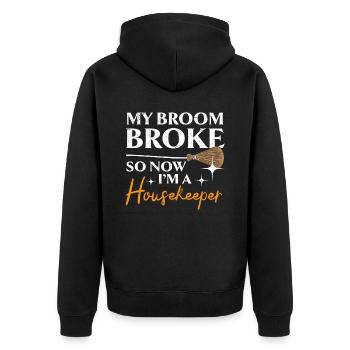 Housekeeping Housekeeper Cleaner Job Cleaning Crew - Unisex Premium Organic Zip Hoodie - black - Back - Nico (187cm)