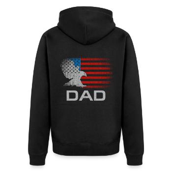 Dad US American Flag For Men Father's Day Husband - Unisex Premium Organic Zip Hoodie - black - Back - Nico (187cm)