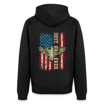 Best Dad Ever American Flag US Flag Eagle Funny - Unisex Premium Organic Zip Hoodie - black - Back - Nico (187cm)