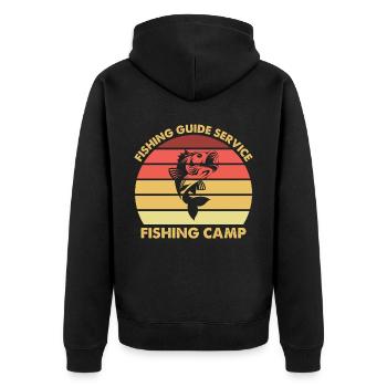 Fishing Guide Service Fishing Camp - - Unisex Premium Organic Zip Hoodie - black - Back - Nico (187cm)