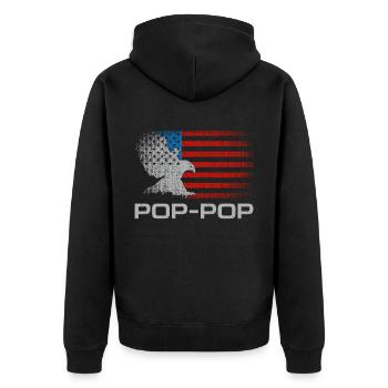 Pop-Pop Großvater US-amerikanische Flagge patriotisch - Unisex Premium Bio Zip Hoodie - Schwarz - Hinten - Nico (187cm)