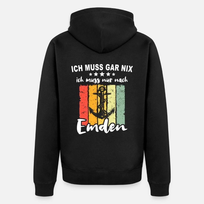 Emden Sprüche Emdener Spruch - Unisex Premium Bio Zip Hoodie - Schwarz