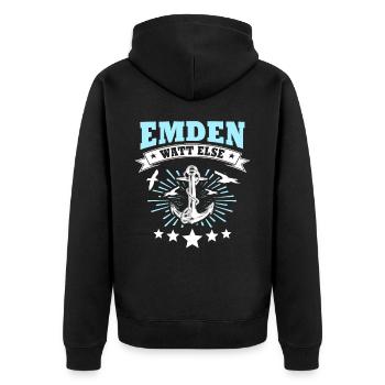 Emden Dictons Emdener Spruch - Veste à capuche bio Premium Unisexe - noir - Dos - Nico (187cm)
