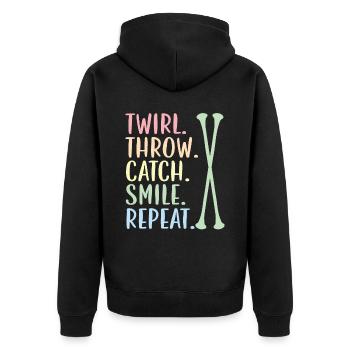 Swirl. Throw. Catch. Smile. Try again. Begged - Unisex Premium Organic Zip Hoodie - black - Back - Nico (187cm)