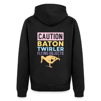 Vorsicht Baton Twirler Fliegende Objekte Baton Twi - Unisex Premium Bio Zip Hoodie - Schwarz - Hinten - Nico (187cm)