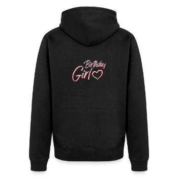 Geburtstag Mädchen Rosé Herz Mädchen - Unisex Premium Bio Zip Hoodie - Schwarz - Hinten - Nico (187cm)