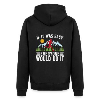 Trail Running If It Was Easy Everyone Marathoner - Unisex Premium Bio Zip Hoodie - Schwarz - Hinten - Nico (187cm)