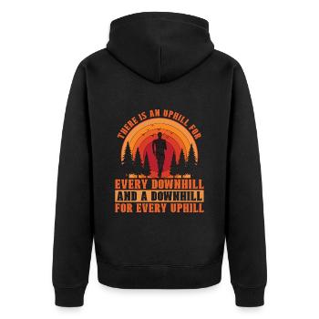 Trail Running There Is An Uphill For Trail Race - Unisex Premium Organic Zip Hoodie - black - Back - Nico (187cm)