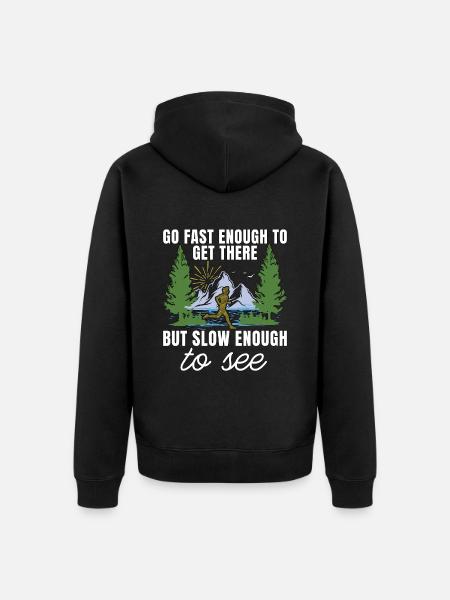 Il trail running va abbastanza veloce per fare escursioni in trail race - Felpa con cappuccio ecologica premium unisex - nero