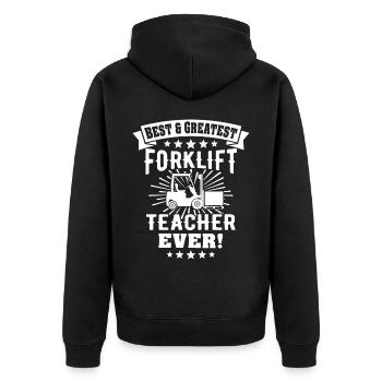 Forklift Forklift Forklift Driver - Unisex Premium Organic Zip Hoodie - black - Back - Nico (187cm)