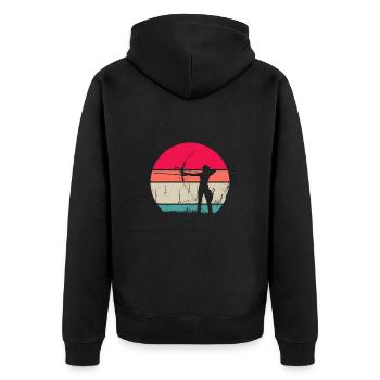 Bogenschiessen - Unisex Premium Bio Zip Hoodie - Schwarz - Hinten - Nico (187cm)