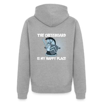 Chess Happy Place - Unisex Premium Organic Zip Hoodie - heather grey - Back - Nico (187cm)