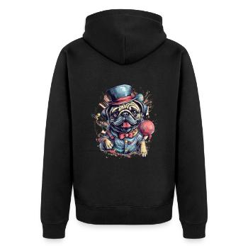 Petit chien carlin mignon - Veste à capuche bio Premium Unisexe - noir - Dos - Nico (187cm)