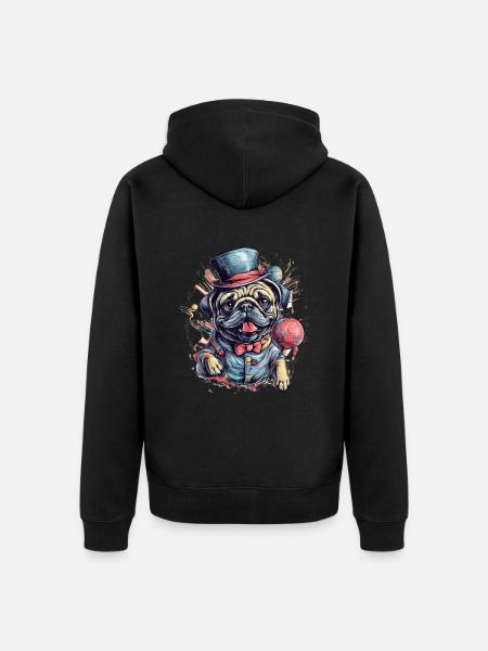 Cute Pug Little Dog - Unisex Premium Organic Zip Hoodie - black