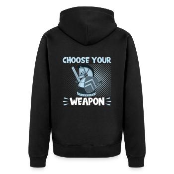Schach Choose Your Weapon - Unisex Premium Bio Zip Hoodie - Schwarz - Hinten - Nico (187cm)