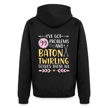 J’ai 99 problèmes, Baton Twirling les résout tous - Veste à capuche bio Premium Unisexe - noir - Dos - Nico (187cm)