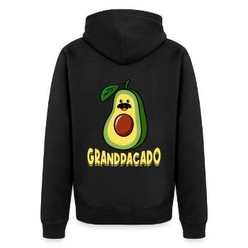 Grandpacado Avocado Guacamole Liebhaber Avocados - Unisex Premium Bio Zip Hoodie - Schwarz - Hinten - Nico (187cm)