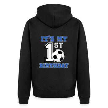 Joueur de football 1er anniversaire entraîneur sportif de football - Veste à capuche bio Premium Unisexe - noir - Dos - Nico (187cm)
