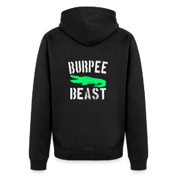 Burpee Beast - Unisex Premium Bio Zip Hoodie - Schwarz - Hinten - Nico (187cm)