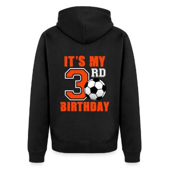 Fußballspieler 3. Geburtstag Fußball Sporttrainer - Unisex Premium Bio Zip Hoodie - Schwarz - Hinten - Nico (187cm)