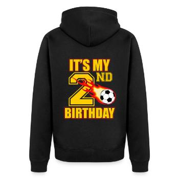 Joueur de football 2e anniversaire Entraîneur sportif de football - Veste à capuche bio Premium Unisexe - noir - Dos - Nico (187cm)