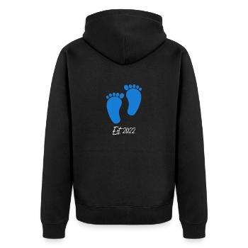 Boi Baby est 2022 Schwangerschaft - Unisex Premium Bio Zip Hoodie - Schwarz - Hinten - Nico (187cm)