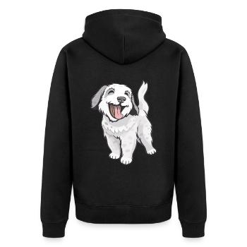 Chien mignon et joyeux - Veste à capuche bio Premium Unisexe - noir - Dos - Nico (187cm)