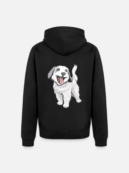 Chien mignon et joyeux - Veste à capuche bio Premium Unisexe - noir