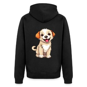 Süßes Hündchen - Unisex Premium Bio Zip Hoodie - Schwarz - Hinten - Nico (187cm)