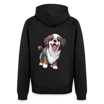 Treuer süßer Hund - Unisex Premium Bio Zip Hoodie - Schwarz - Hinten - Nico (187cm)