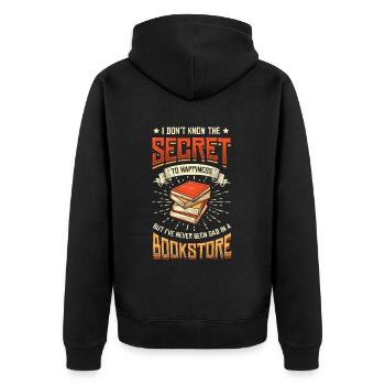 Bookseller, librarian, book lover - Unisex Premium Organic Zip Hoodie - black - Back - Nico (187cm)