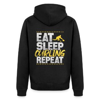 Curling Eat Sleep Repeat Eis Sport Hobby Curling - Unisex Premium Bio Zip Hoodie - Schwarz - Hinten - Nico (187cm)