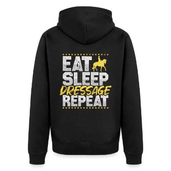 Dressage Manger Dormir Répéter Équitation Hobby - Veste à capuche bio Premium Unisexe - noir - Dos - Nico (187cm)