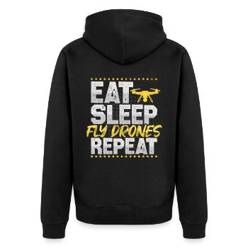 Drones Fly Eat Sleep Repeat FPV Hobby Drones - Unisex Premium Organic Zip Hoodie - black - Back - Nico (187cm)
