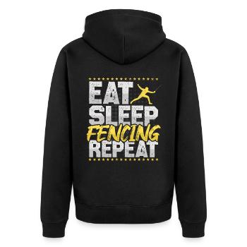 Fechten Eat Sleep Repeat Schwertkampf Schwerter - Unisex Premium Bio Zip Hoodie - Schwarz - Hinten - Nico (187cm)