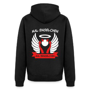Engel Bengelchen Bengel Heiligenschein - Unisex Premium Bio Zip Hoodie - Schwarz - Hinten - Nico (187cm)