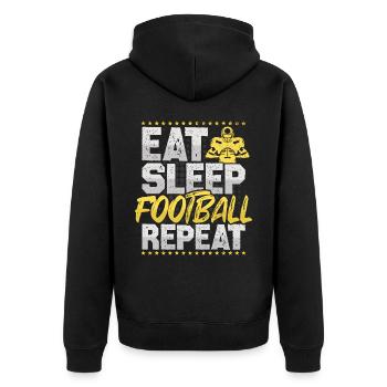 American Football Eat Sleep Repeat Hobby Football - Unisex Premium Bio Zip Hoodie - Schwarz - Hinten - Nico (187cm)