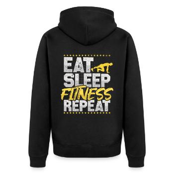 Fitness Eat Sleep Repeat Sport Hobby Fitness - Unisex Premium Organic Zip Hoodie - black - Back - Nico (187cm)