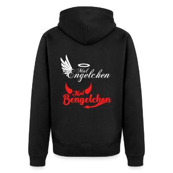 Engel Bengelchen Heiligenschein Bengel - Unisex Premium Bio Zip Hoodie - Schwarz - Hinten - Nico (187cm)
