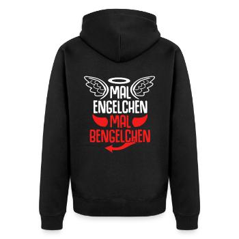 Engel Heiligenschein Bengelchen Bengel - Unisex Premium Bio Zip Hoodie - Schwarz - Hinten - Nico (187cm)