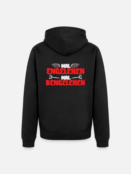 Engelchen Bengelchen Witz Bengel Engel - Unisex Premium Bio Zip Hoodie - Schwarz