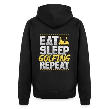 Golf Eat Sleep Repeat Golf spielen Hobby Golf - Unisex Premium Bio Zip Hoodie - Schwarz - Hinten - Nico (187cm)