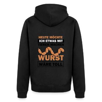 Heute möchte ich etwas mit tieren machen - Unisex Premium Bio Zip Hoodie - Schwarz - Hinten - Nico (187cm)