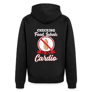 Vérifier les étiquettes des aliments est mon cardio allergique aux arachides - Veste à capuche bio Premium Unisexe - noir - Dos - Nico (187cm)