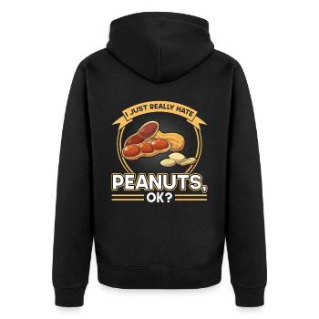 I Just Really Hate Peanuts - Peanut Allergic - Unisex Premium Organic Zip Hoodie - black - Back - Nico (187cm)