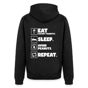 Eat. Sleep. Avoid Peanuts. Repeat. Peanut Allergic - Unisex Premium Bio Zip Hoodie - Schwarz - Hinten - Nico (187cm)