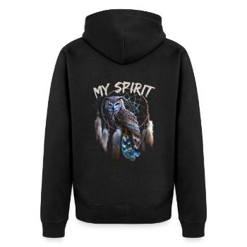 My Spirit für einen Esoteriker Esoterikerin - Unisex Premium Bio Zip Hoodie - Schwarz - Hinten - Nico (187cm)
