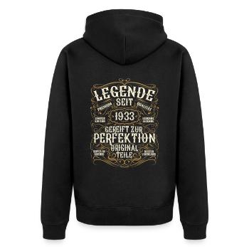 Legende 1933 Geburtstag geboren im Jahr 1933 - Unisex Premium Bio Zip Hoodie - Schwarz - Hinten - Nico (187cm)