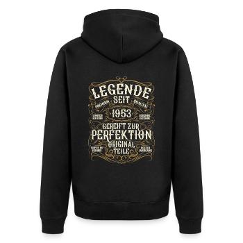 Legende 1953 Geburtstag geboren im Jahr 1953 - Unisex Premium Bio Zip Hoodie - Schwarz - Hinten - Nico (187cm)