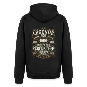 Legende 1956 Geburtstag legendär seit 1956 - Unisex Premium Bio Zip Hoodie - Schwarz - Hinten - Nico (187cm)